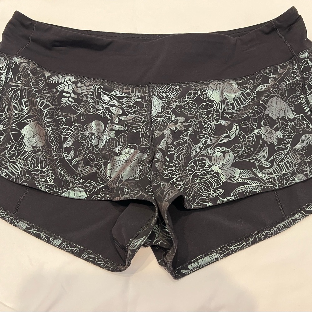 Lululemon Speed Up Floral Black Women's Shorts